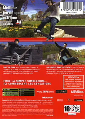 Tony Hawks Project 8 (USA) box cover back